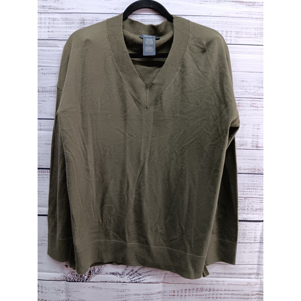 Matty M Knit Sweater Women's Large Green Long Sleeve Pullover V-Neck